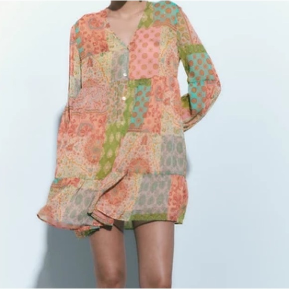 Zara Patchwork Print Dress - Picture 3 of 6